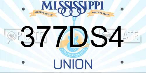 377DS4 Mississippi License Plate