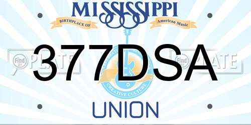 377DSA Mississippi License Plate