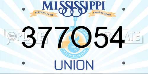 377O54 Mississippi License Plate
