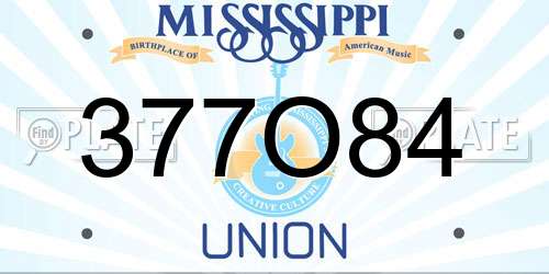 377O84 Mississippi License Plate