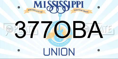 377OBA Mississippi License Plate