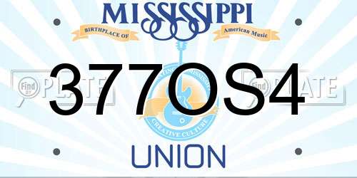 377OS4 Mississippi License Plate