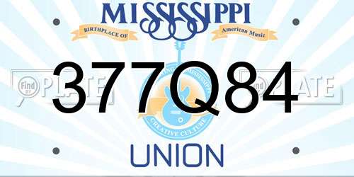 377Q84 Mississippi License Plate