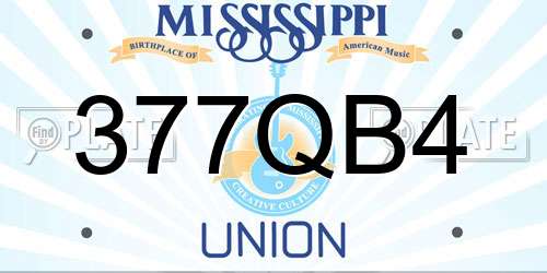 377QB4 Mississippi License Plate