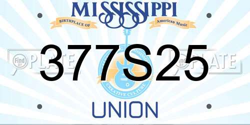 377S25 Mississippi License Plate