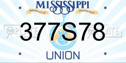377S78 Mississippi License Plate