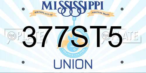 377ST5 Mississippi License Plate