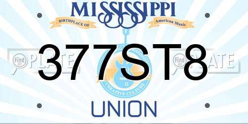 377ST8 Mississippi License Plate