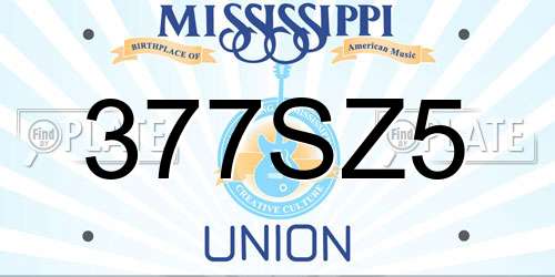 377SZ5 Mississippi License Plate