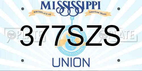 377SZS Mississippi License Plate
