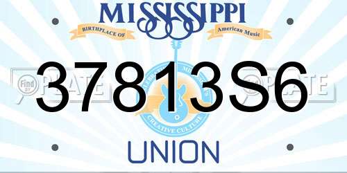 37813S6 Mississippi License Plate