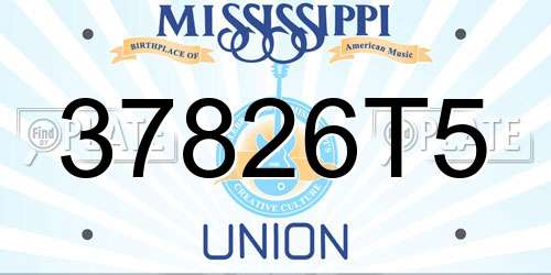 37826T5 Mississippi License Plate