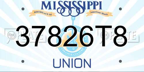 37826T8 Mississippi License Plate