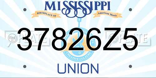37826Z5 Mississippi License Plate