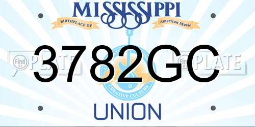 3782GC Mississippi License Plate