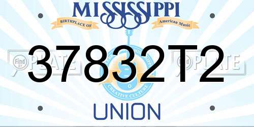 37832T2 Mississippi License Plate