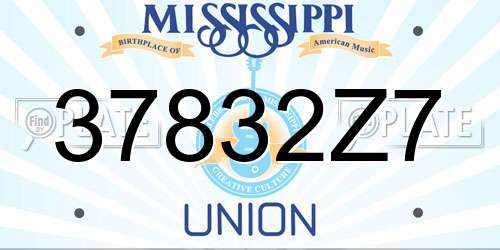37832Z7 Mississippi License Plate