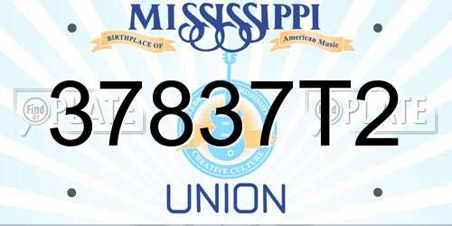 37837T2 Mississippi License Plate