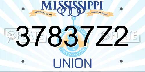37837Z2 Mississippi License Plate