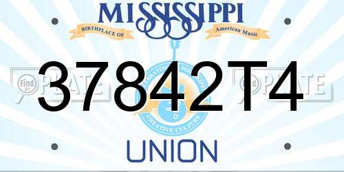 37842T4 Mississippi License Plate