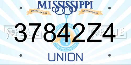 37842Z4 Mississippi License Plate