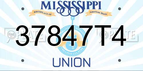 37847T4 Mississippi License Plate