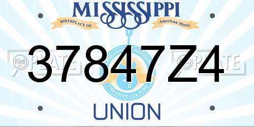 37847Z4 Mississippi License Plate