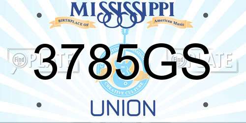 3785GS Mississippi License Plate