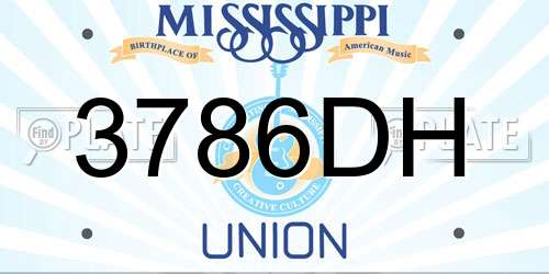 3786DH Mississippi License Plate
