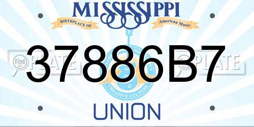 37886B7 Mississippi License Plate