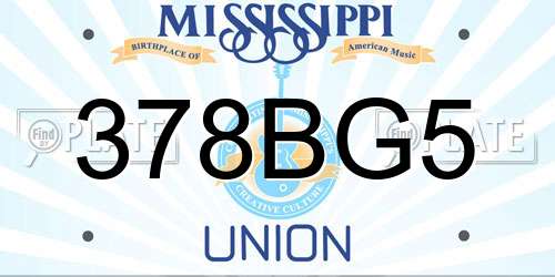 378BG5 Mississippi License Plate