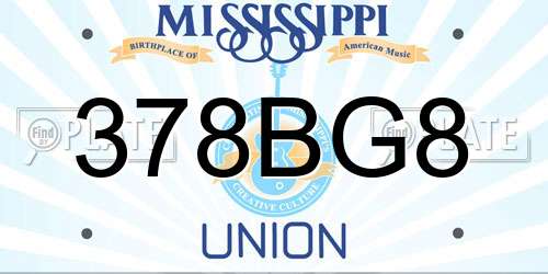 378BG8 Mississippi License Plate