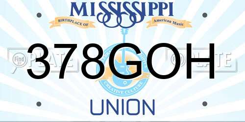 378GOH Mississippi License Plate