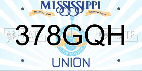 378GQH Mississippi License Plate