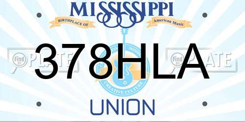 378HLA Mississippi License Plate