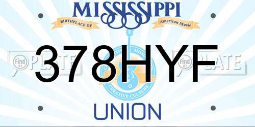 378HYF Mississippi License Plate
