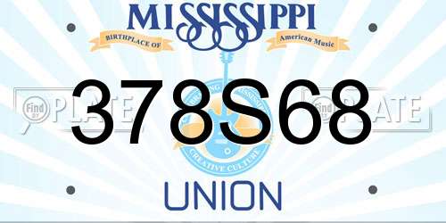 378S68 Mississippi License Plate