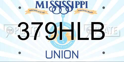379HLB Mississippi License Plate