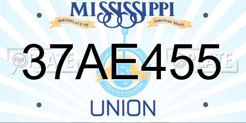 37AE455 Mississippi License Plate