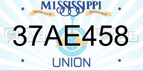 37AE458 Mississippi License Plate