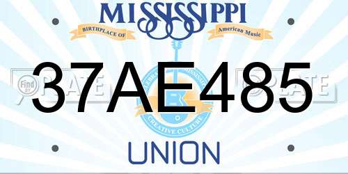 37AE485 Mississippi License Plate