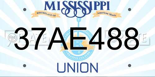 37AE488 Mississippi License Plate