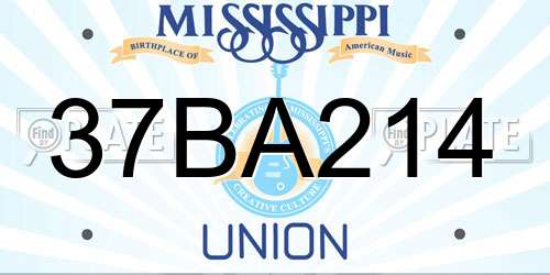 37BA214 Mississippi License Plate