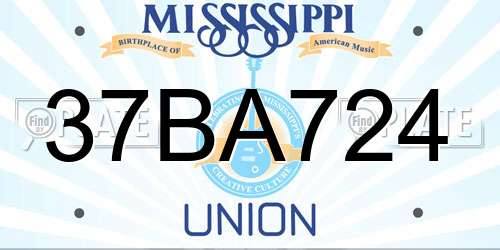 37BA724 Mississippi License Plate