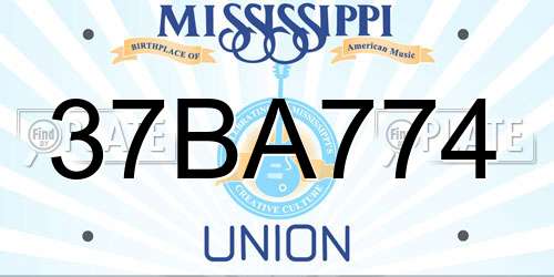 37BA774 Mississippi License Plate