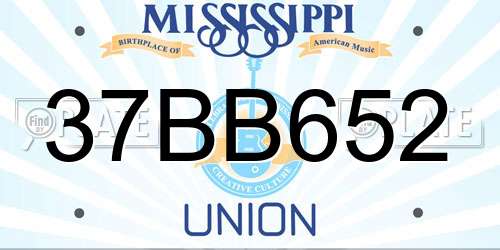 37BB652 Mississippi License Plate