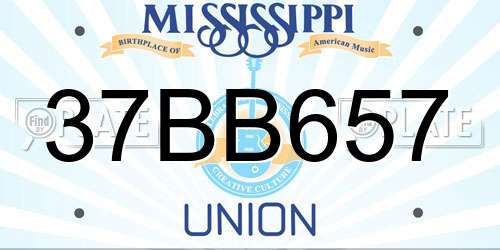 37BB657 Mississippi License Plate