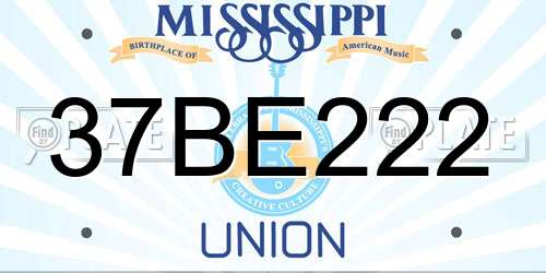 37BE222 Mississippi License Plate