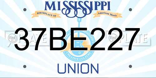 37BE227 Mississippi License Plate