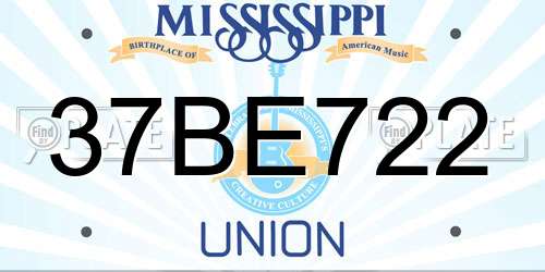 37BE722 Mississippi License Plate
